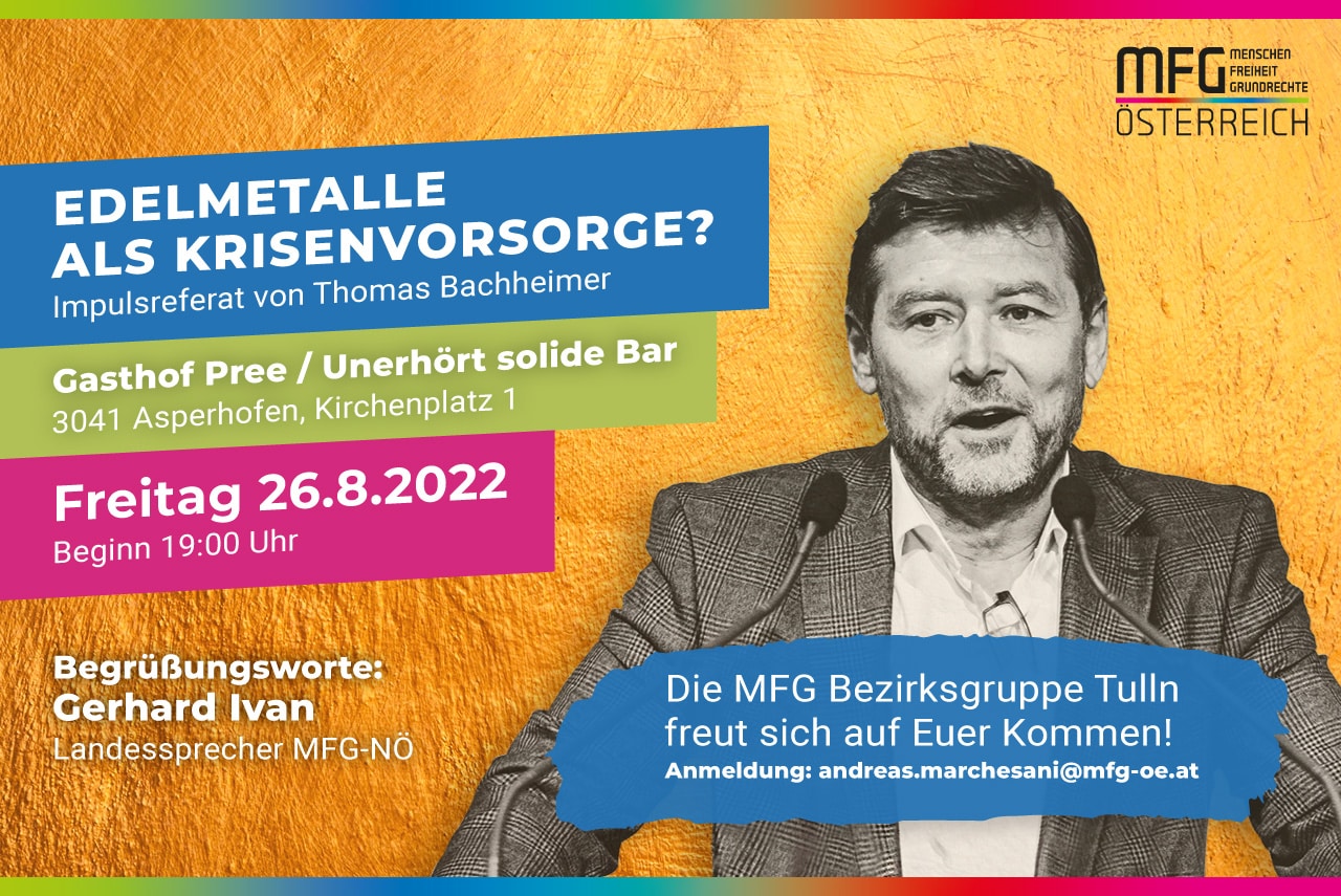 Impulsvortrag Edelmetalle als Krisenvorsorge
