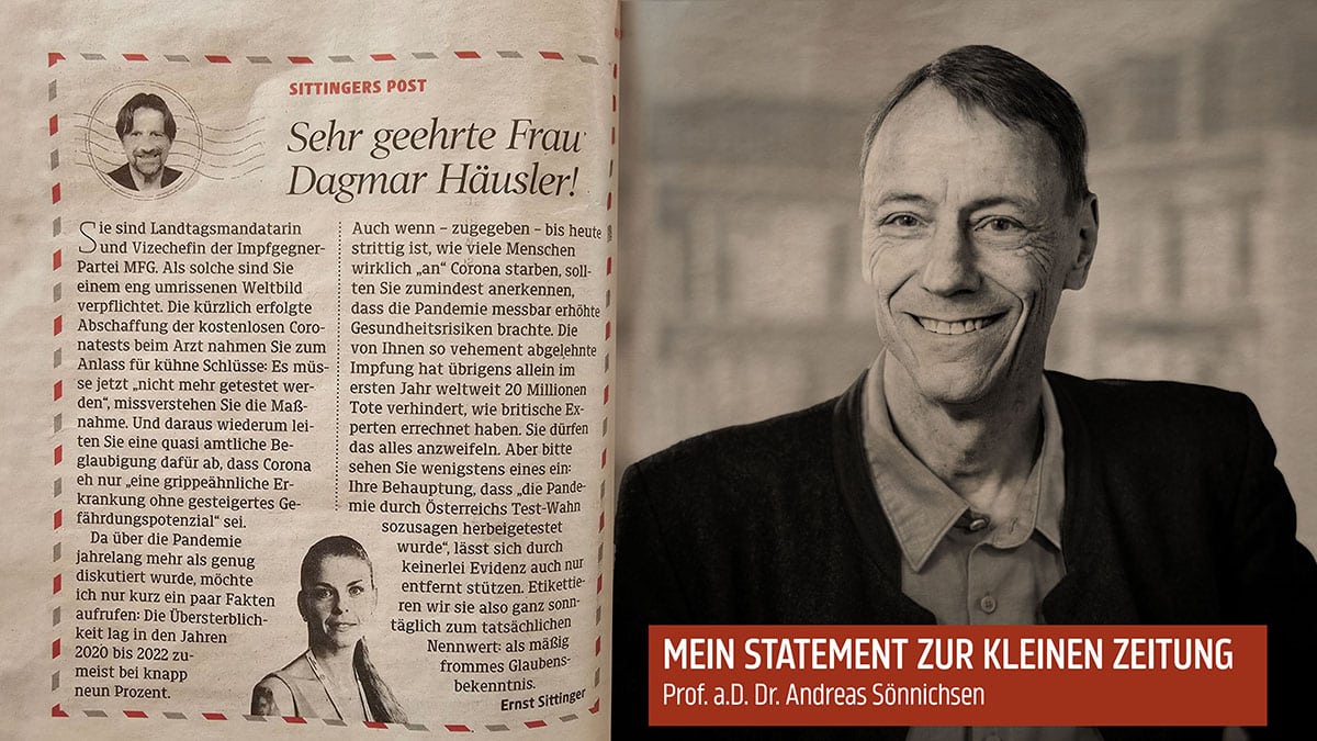 Kleine Zeitung greift Dagmar Häusler an – Sönnichsen weist zurecht!
